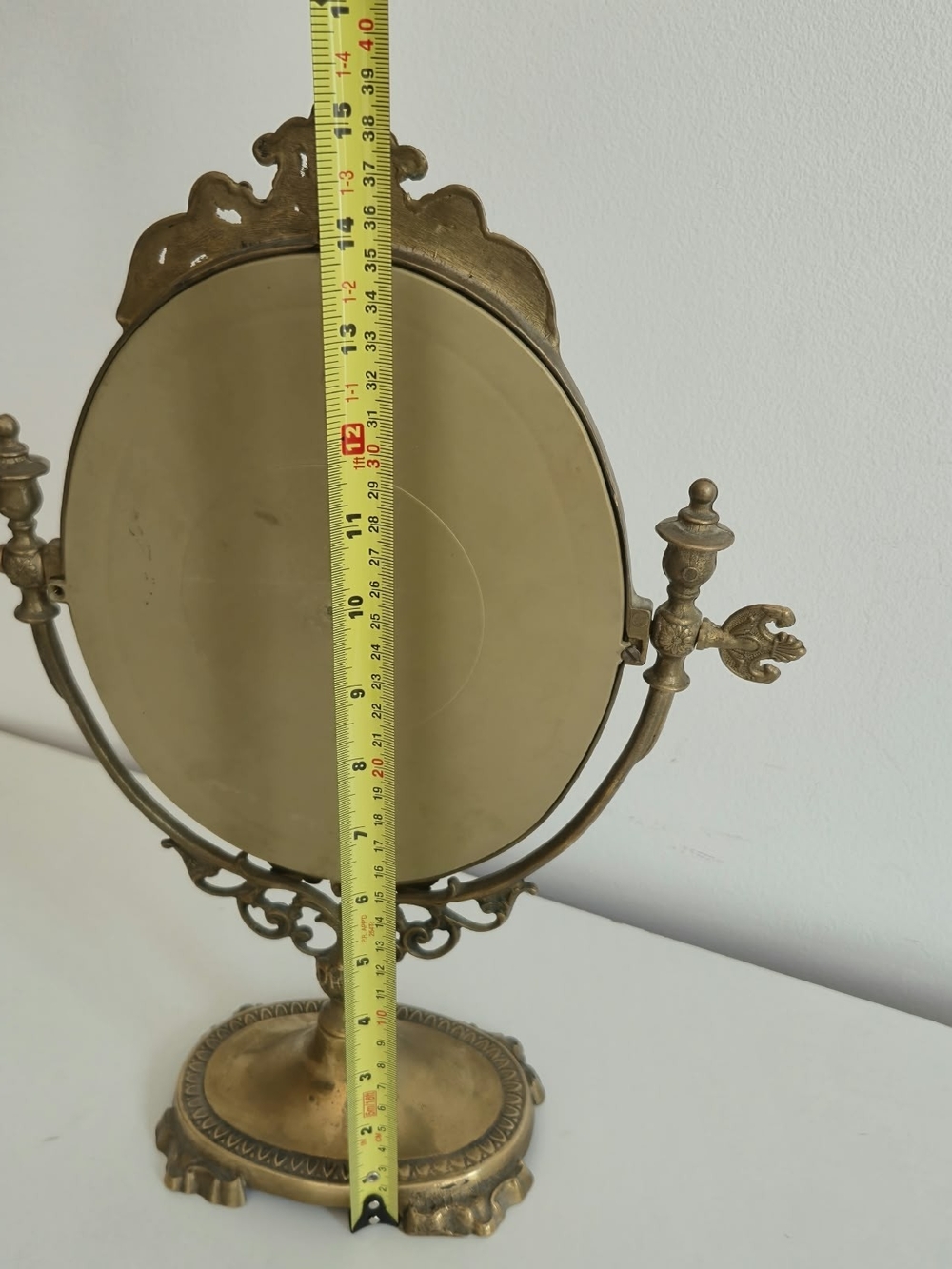 Vintage Brass Tabletop Vanity Mirror / Swivel Makeup Mirror - Picture 14 of 14